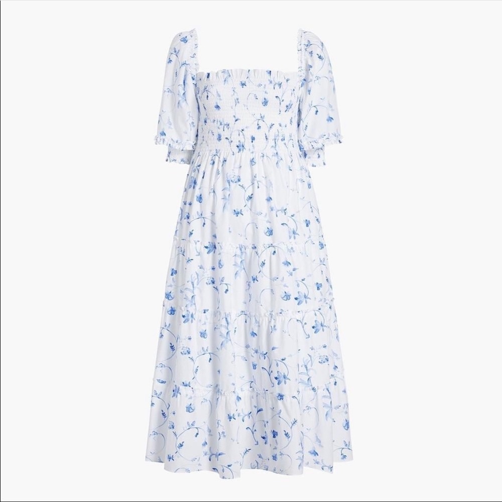 Hill House The Nesli Nap Dress in Blue Botanical Size M